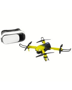 Takes your eyes to the skies! The Goldfinch quadcopter drone value pack features a Wi-Fi camera and a VR goggle set that takes drone flight to the next level. 