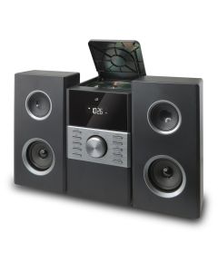 GPX HC425 Home Music System with CD lid open and CD in place